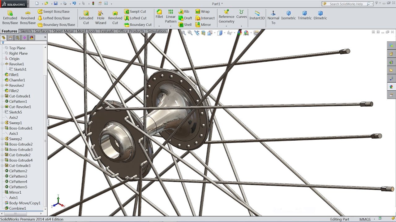 SolidWorks tutorial Bike Wheel Spokes