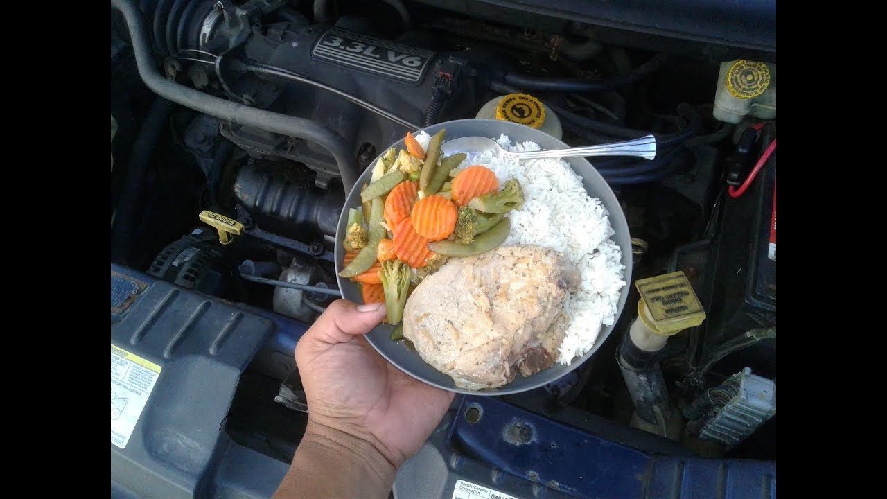 How To Cook Cheap Dollar Tree Food Using Car Engine While Driving (V836) Living In A Van