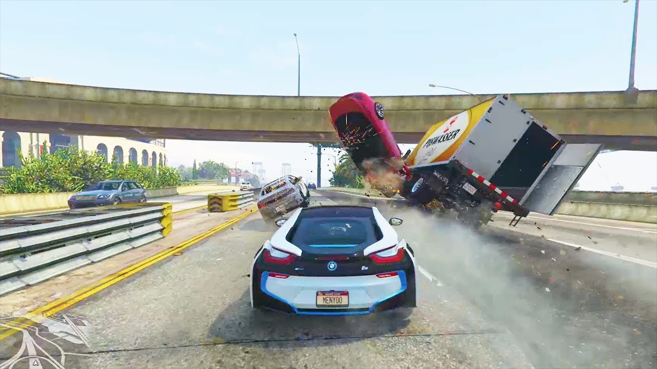 Grand Theft Auto V - BMW i8,Bugatti Chiron Super Car Rampage