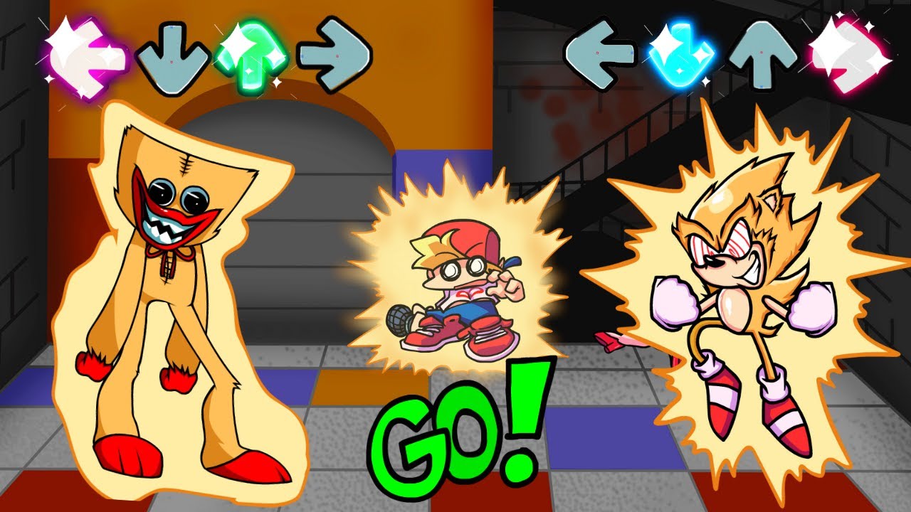 Friday Night Funkin' -  Super Huggy Wuggy vs Fleetway Sonic (Playtime) [Poppy Playtime x FNF]