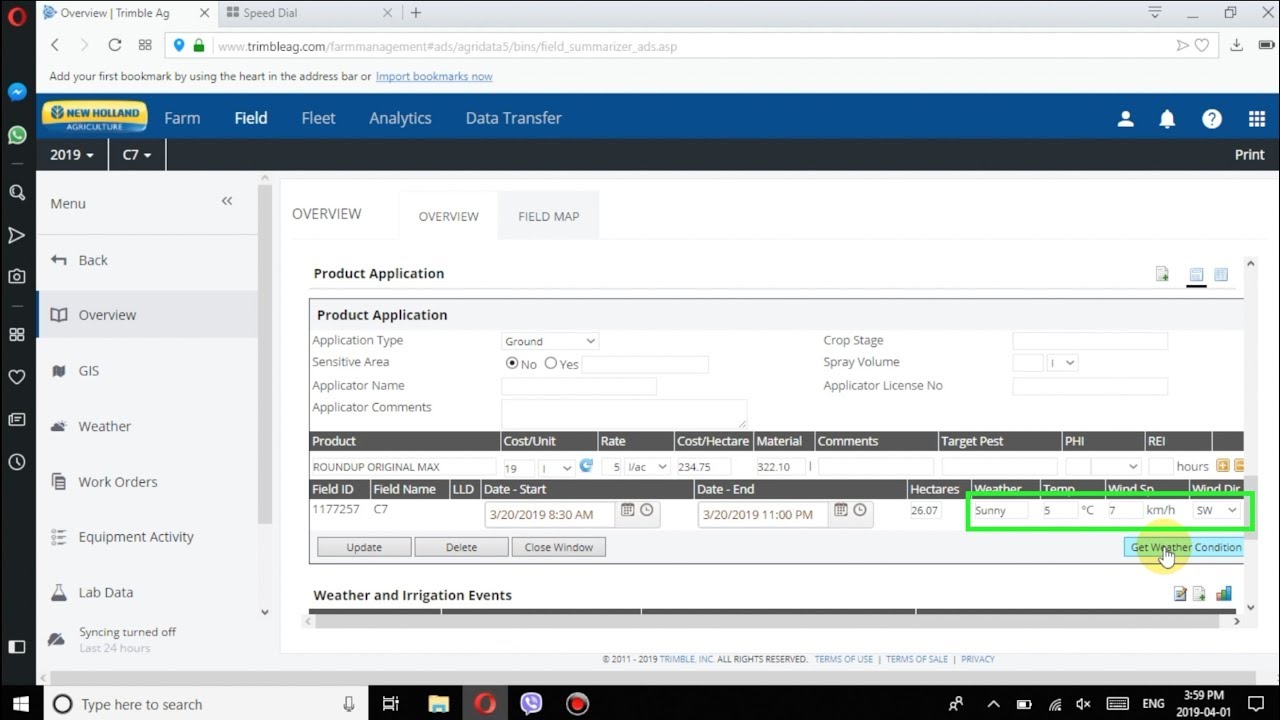 Farm calendar. Trimble Ag Software. Video#13. Canada.