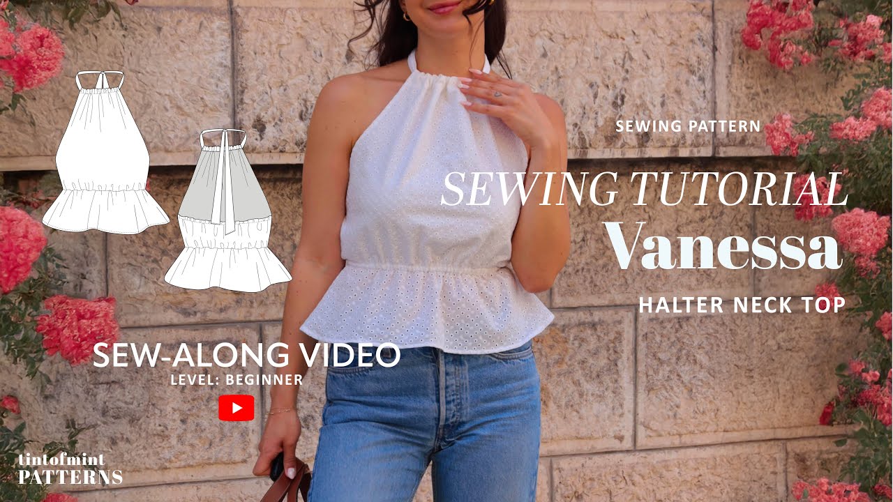Vanessa Top | DIY Halter Neck Peplum Top with Open Back | Beginner-Friendly Sewing Tutorial