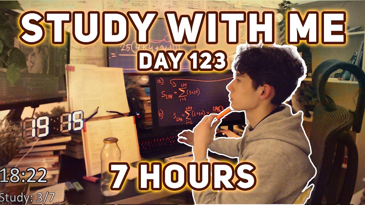 🔴LIVE 7 HOUR | Day 123 | study with me Pomodoro | No music, Rain/Thunderstorm sounds