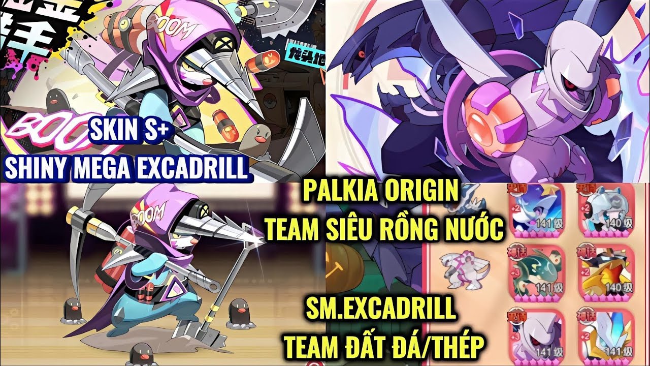 Pocket Incoming - Skin S+ Shiny Mega Excadrill (Team Đất Đá) | Team Siêu Rồng Nước Palkia Origin 
