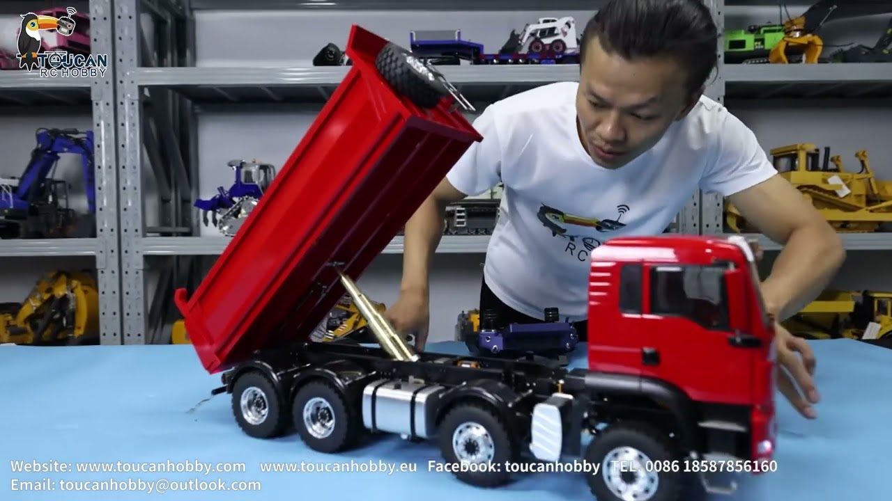 LESU 8*8 Hydraulic Dumper Truck, Light & Sound ssem, 2Speed, 4 axles Differential &center lock
