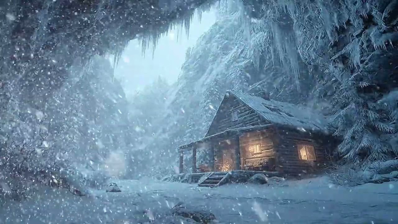 Blizzard Night Ambience 🌨 Howling Winds & Heavy Snowfall for Deep Sleep & Stress Relief