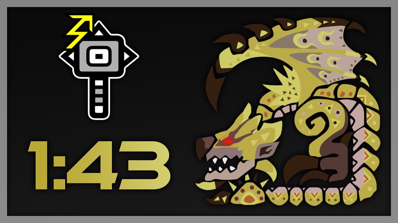 Gold Rathian - Solo Hammer 1:43 | Non-Aerial | MHW Iceborne | Thunder Hammer