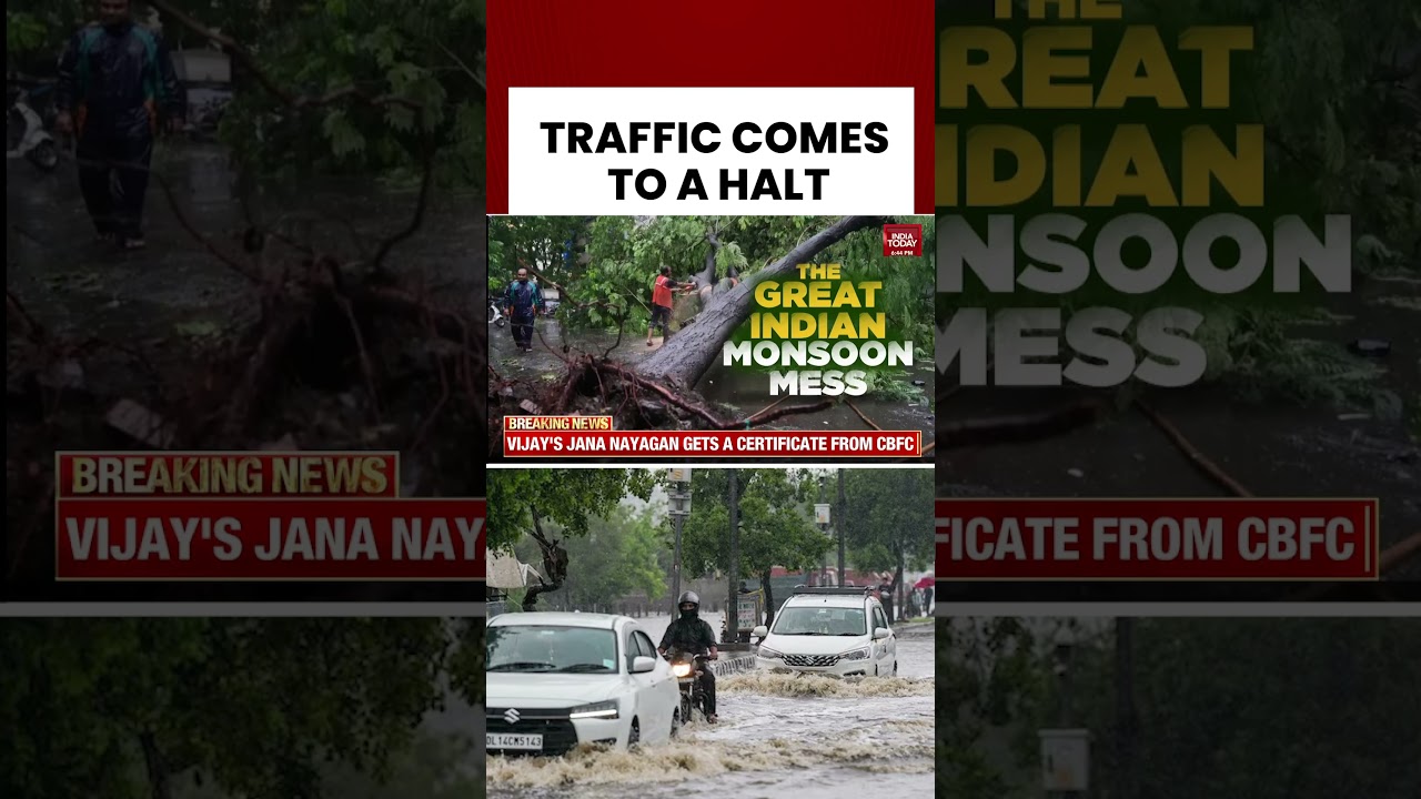 Delhi-NCR Reels Under Monsoon Fury; Waterlogging Triggers Massive Traffic Chaos #shorts