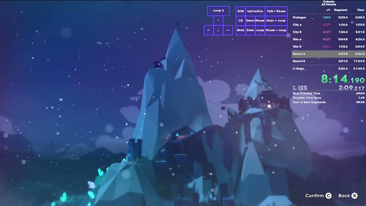 Celeste All Hearts Speedrun in 51:21.097 [World Record on 9/21/2025]
