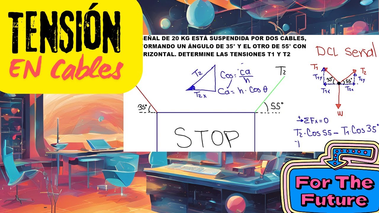 🔝 Cómo Calcular las Tensiones en Cables Inclinados Paso a Paso | Ejercicio de Física Resuelto 🔼