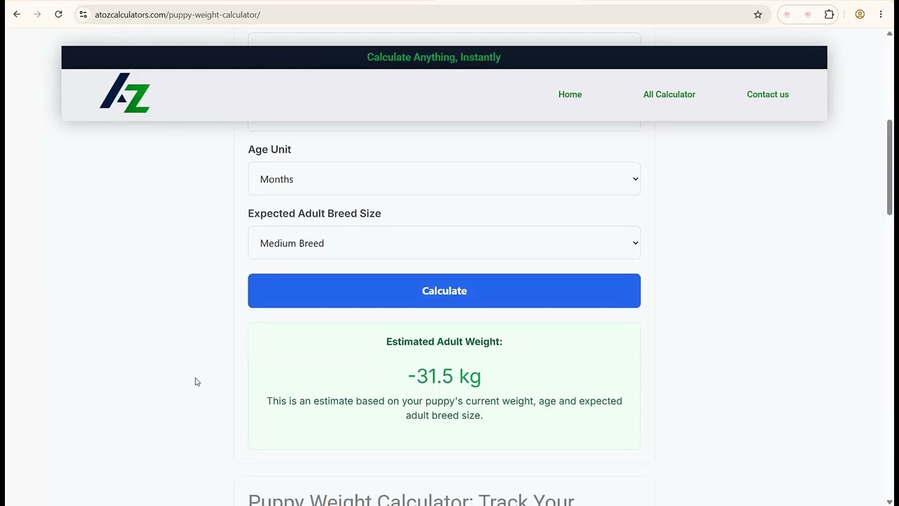 Puppy Weight Calculator