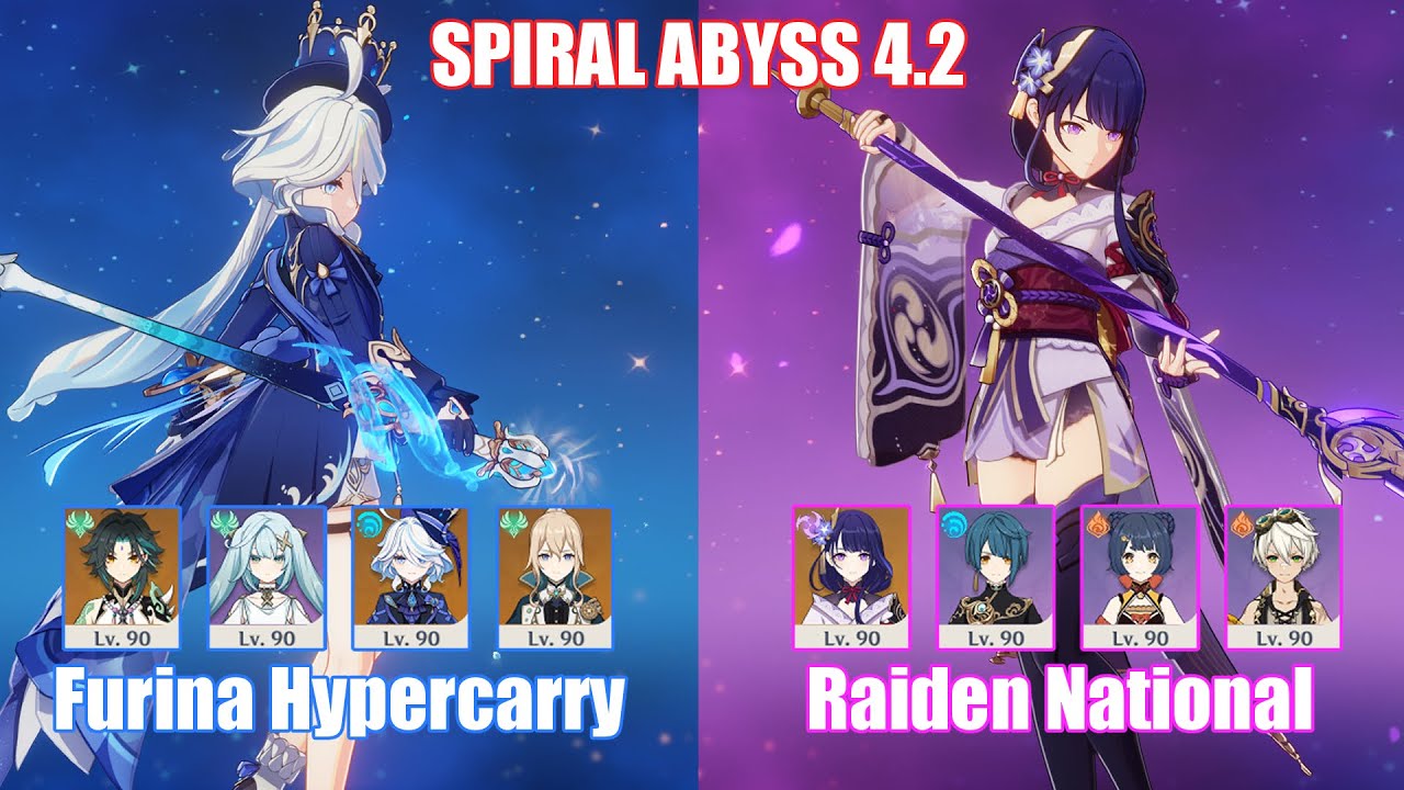 C0 Furina Xiao Hypercarry & C0 Raiden National  | Spiral Abyss 4.2 | Genshin Impact