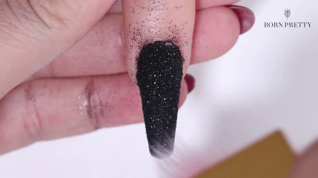 Black Glitter Nails Tutorial---BORN PRETTY