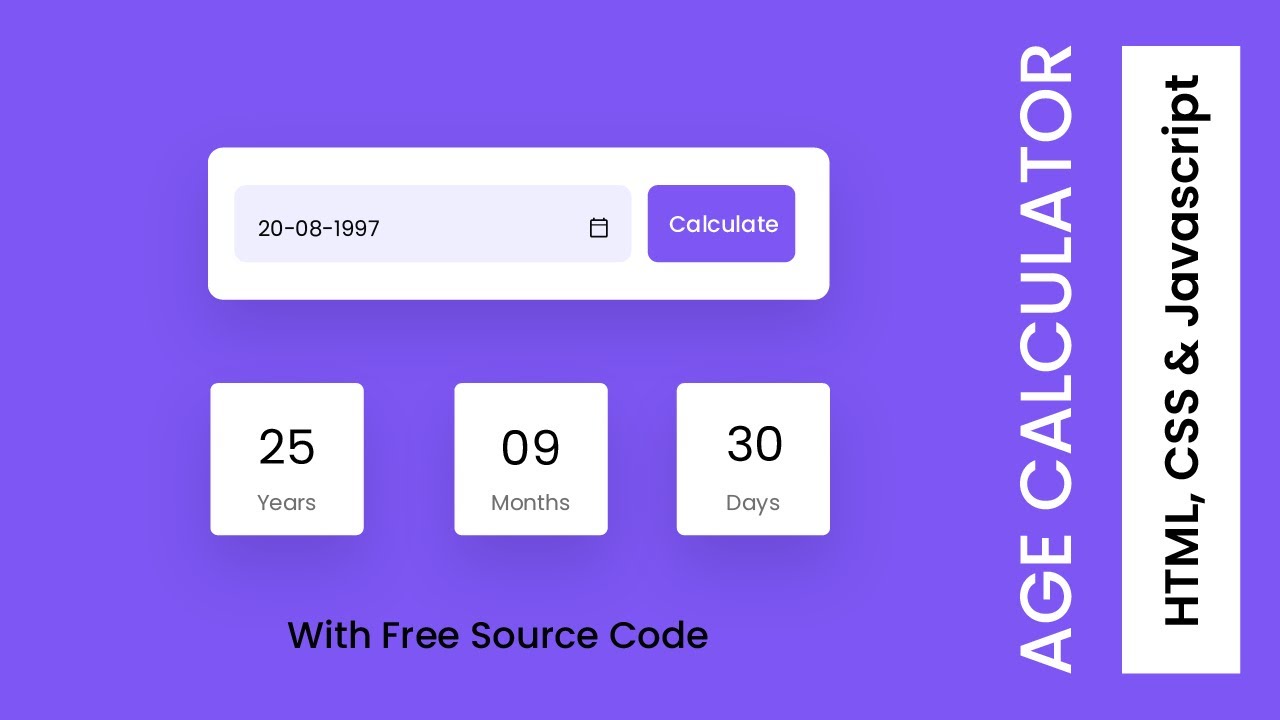 Калькулятор возраста | Проект HTML, CSS, Javascript
