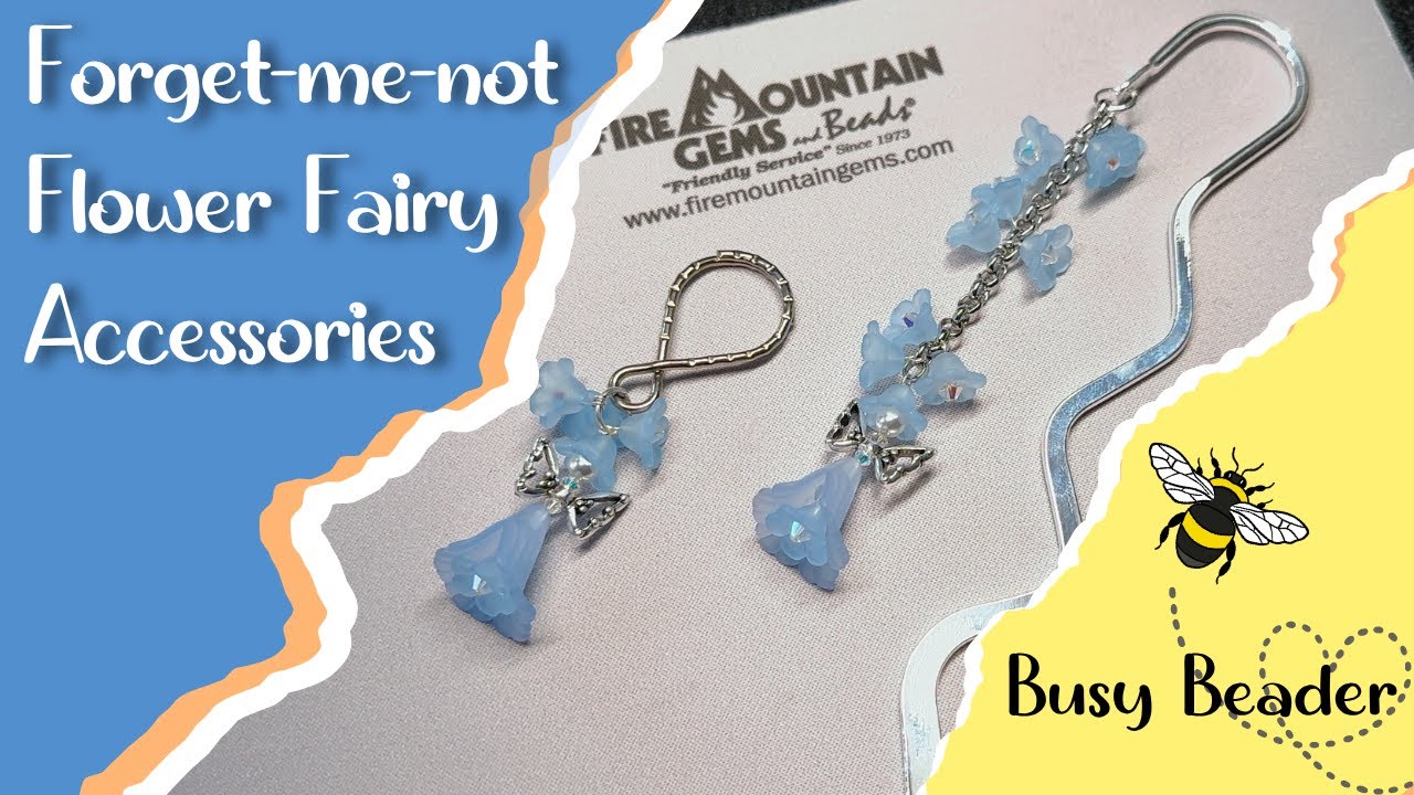 DIY These Dreamy Fairy Accessories with Delicate Forget-me-nots on a Keychain and Bookmark