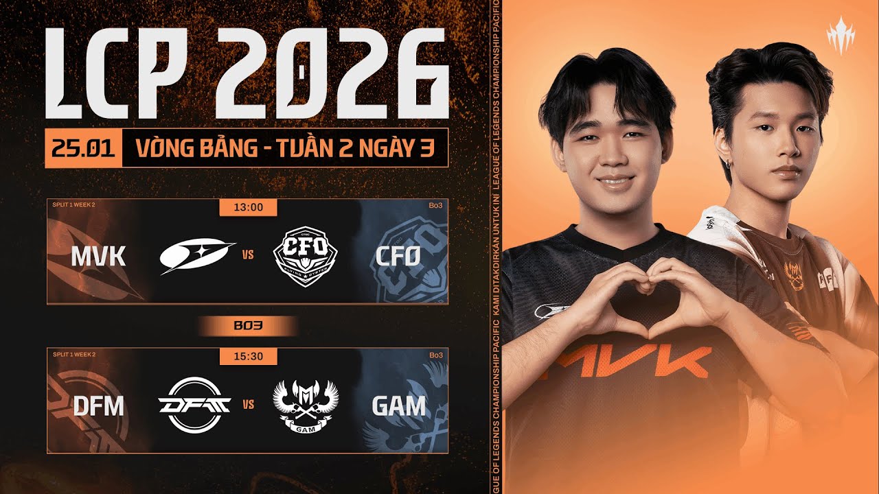 [VN] MVK vs CFO | DFM vs GAM | Vòng Bảng Giai Đoạn 1 LCP 2026 - Tuần 2 Ngày 3