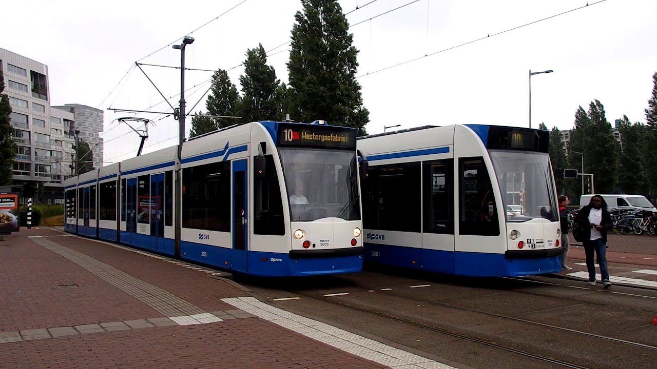 GVB Tram line 10 at Rietlandpark in Amsterdam