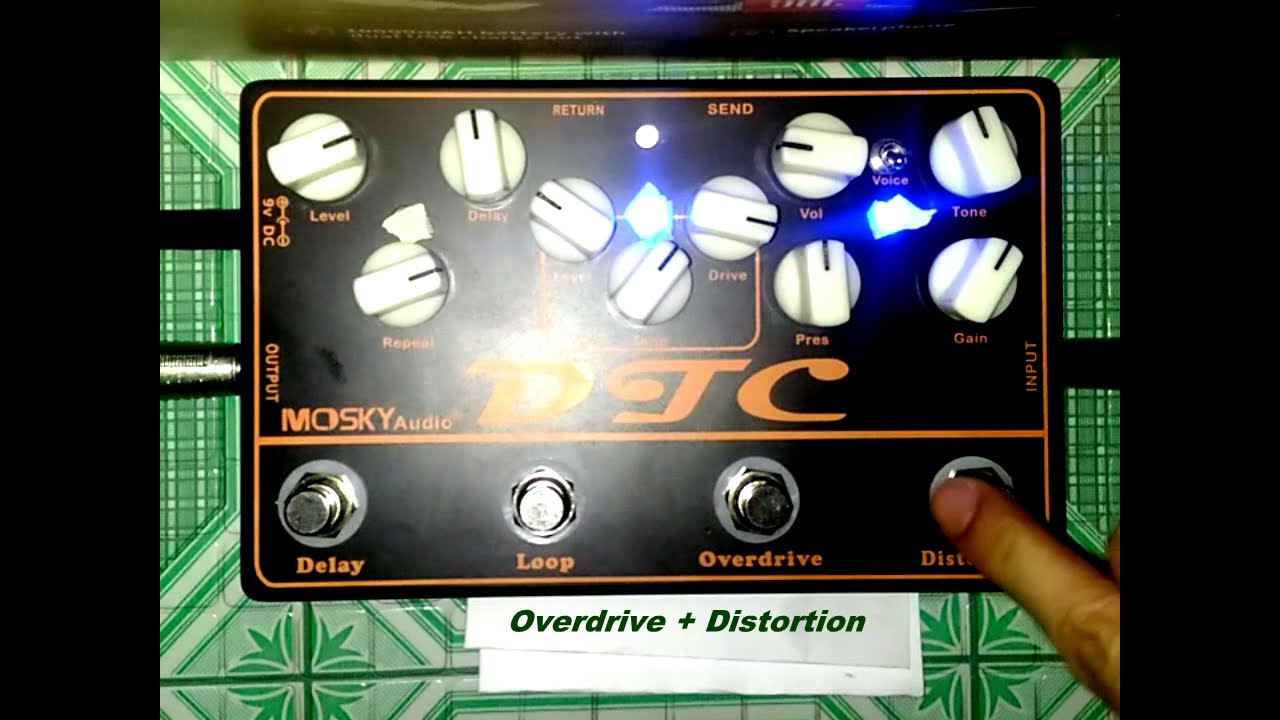 MOSKY DTC 4-in-1 Electric Guitar Effects Pedal Distortion + Overdrive + Loop + Delay DEMO