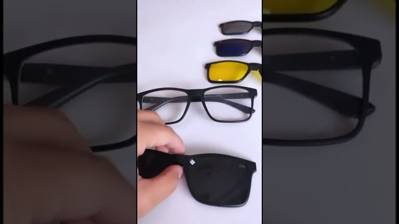 Óculos de grau masculino 5 em 1 acompanha lentes de sol com proteção UV máxima 