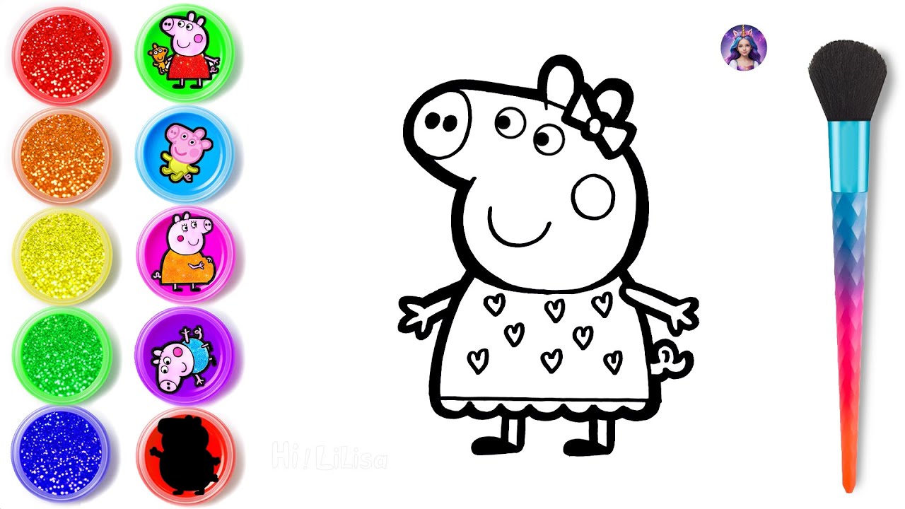 Drawing Peppa Pig with Ice Cream - How to draw Peppa Pig's family for kids - Hi LiLisa