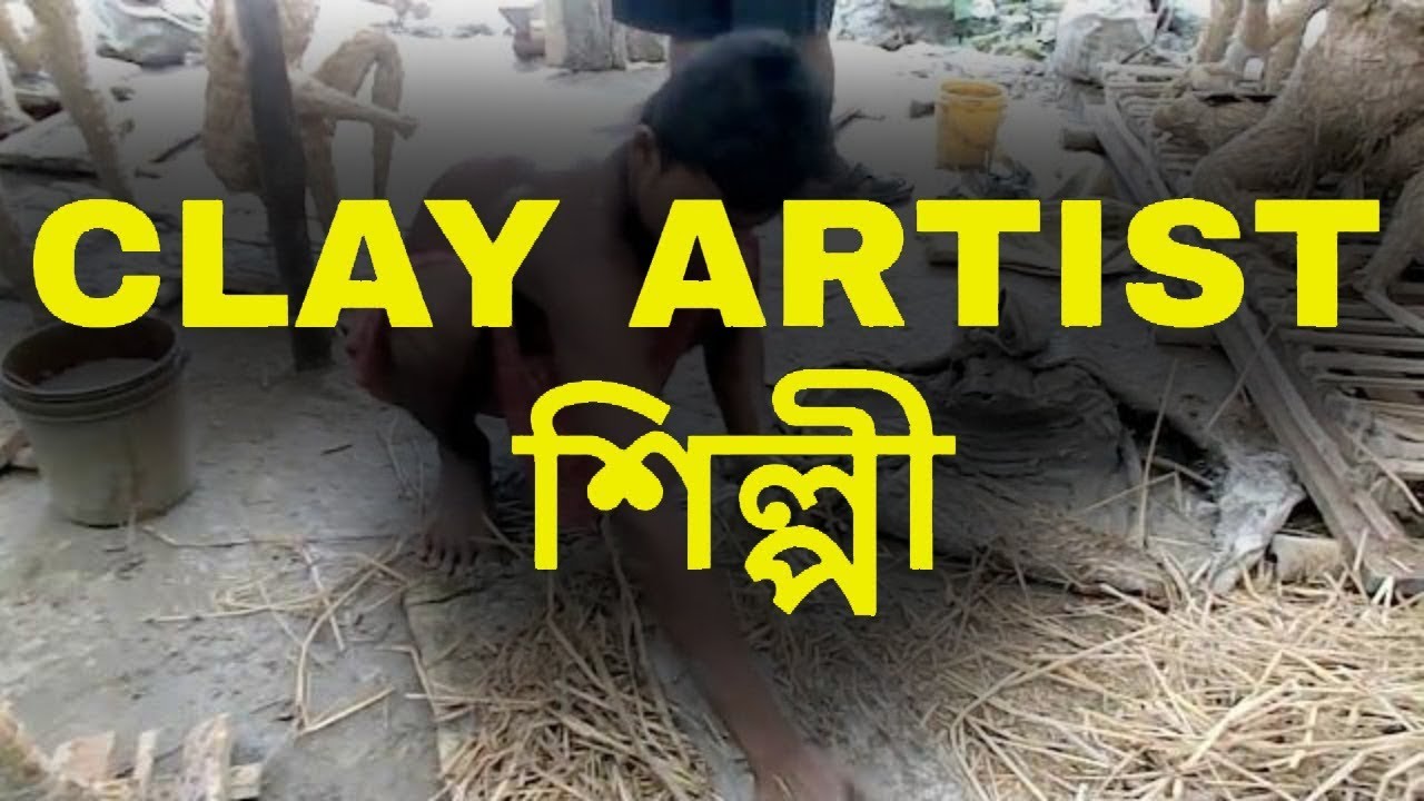 Clay Idol making process shown by kumartuli artists in PGART Workshop