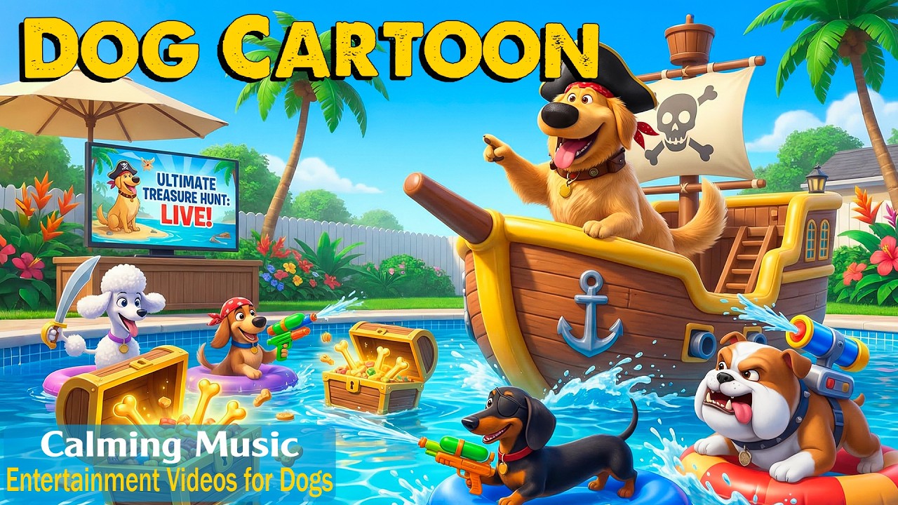 Dog Cartoon TV, in Colors They Can See! Cartoon Dog Music for Puppies Home Alone - Stress Relief