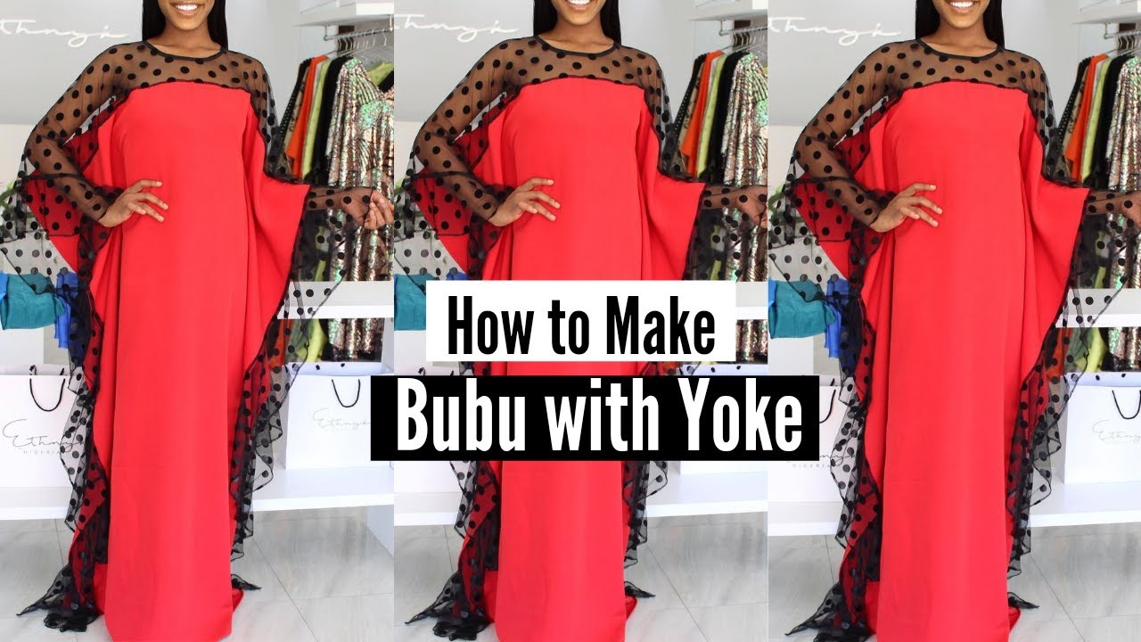 Trendy Bubu Kaftan with Yoke and Ruffle Sleeves | Bubu Gown Styles Cutting and Stitching Tutorial