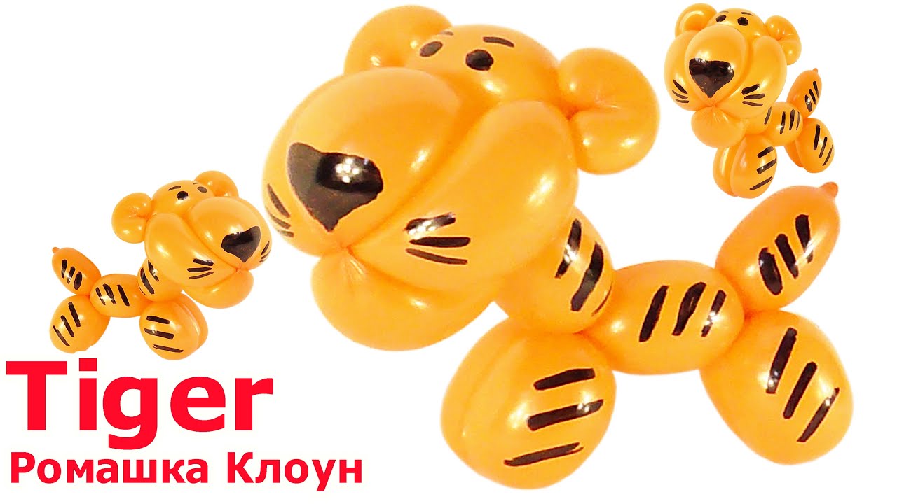 ТИГРЁНОК тигр ИЗ длинного ШАРИКА ШДМ  Tiger Balloon Animal TUTORIAL