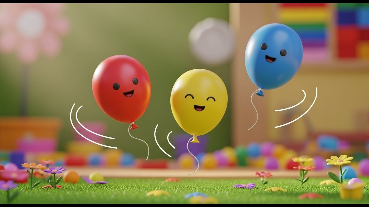 Três Pequenos Balões de Brinquedo Pop Pop | Música Infantil para Aprender e Brincar