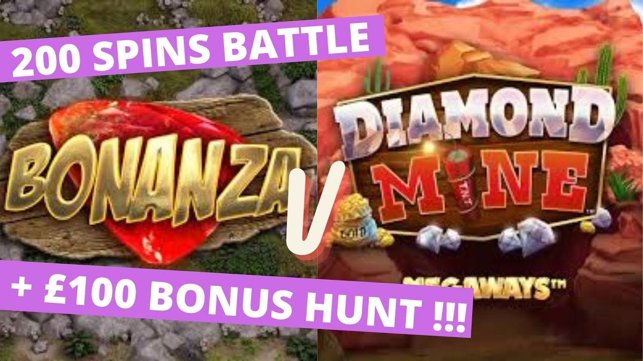 Bonanza v Diamond Mine : 200 Spins Challenge + £100 Bonus Hunt, Star Clusters, Sweet Bonanza + More