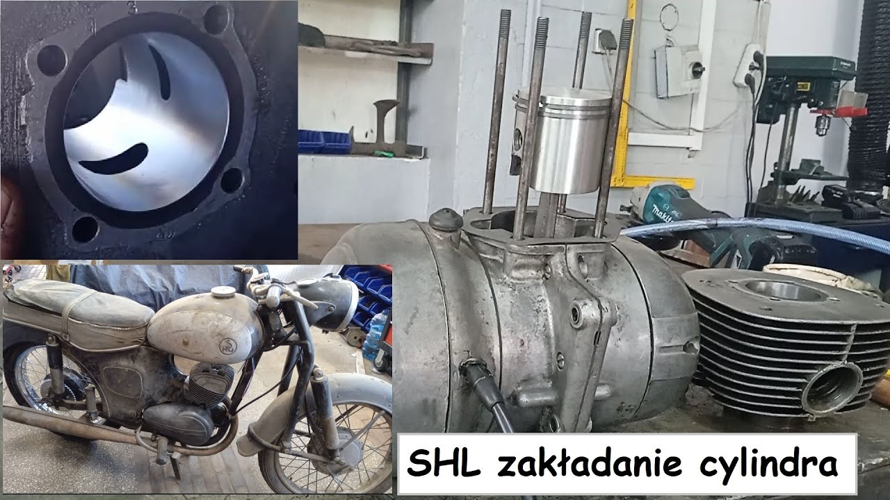 SHL m11 175, S32, szlif cylindra zrrobiony! Zakładanie tłoka i cylindra, wkładanie silnika do ramy.