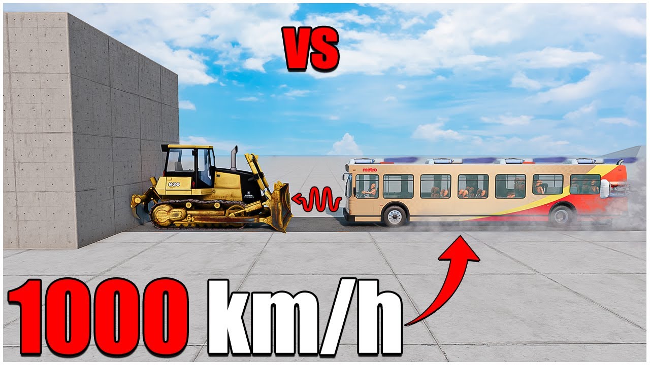 BUS (full) VS Dozer 1000 km/h (207) | #cars crash test | beamng drive | car torture