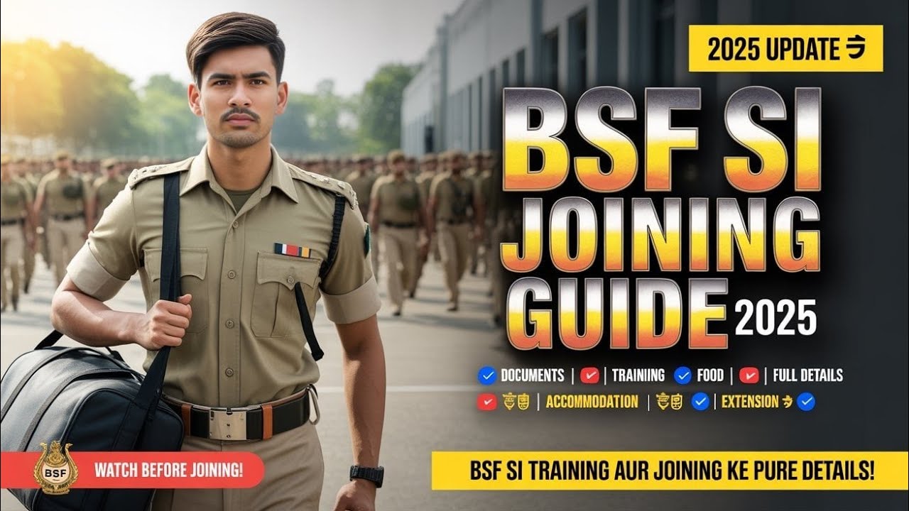 BSF Sub Inspector Joining Guide 2025 | Details on Documents, Luggage, Accommodation & Extension