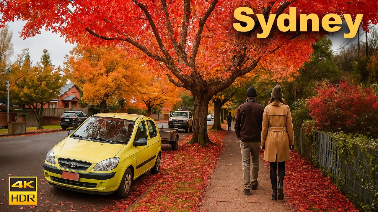 Australia Walking Tour - Autumn Colours  in Blackheath | 4K HDR