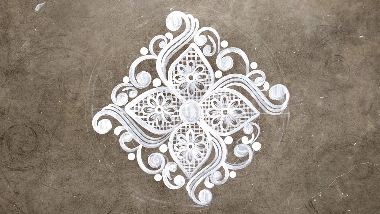 Simple white alpona design for home floor | Easy and beginner friendly 🌸
