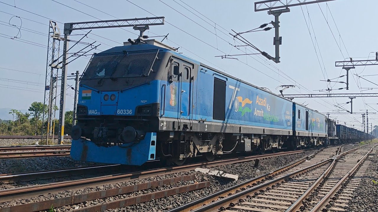 Python freight NGP wag12b+Wag 7 twins with their respective load skip knrt at good speed 