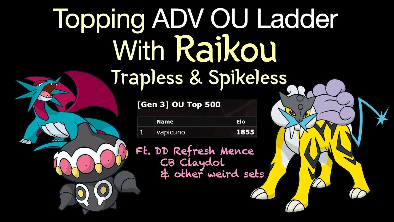 Trapless Raikou topping the ADV OU Ladder (1855 elo peak)