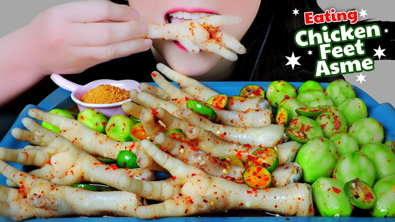 ASMR COOKING SHAKEN CHICKEN FEETS X PEPPER X SHRIMPS SALT x YOUNG AMBARELLA | LINH-ASMR