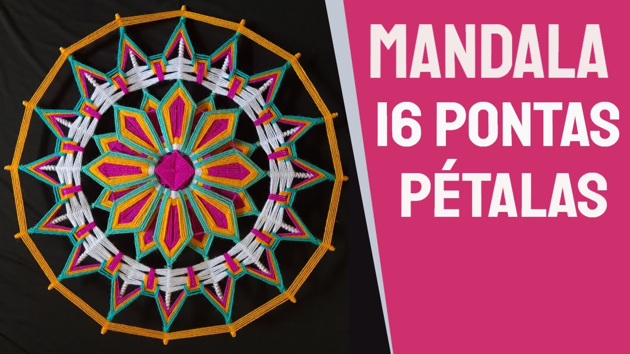 🔴 Como Fazer Mandala de Lã Flor 16 Pontas -  English Subtiltles