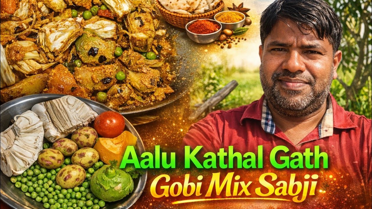 आलू मटर गठ गोबी कटहल मिक्स सब्जी! Aalu matar Gad Gobi Kathak Mix Sabji! Samar Bala # Support!?