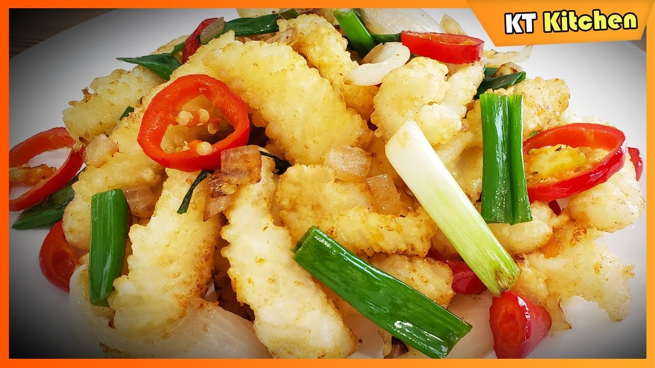 Salt & Pepper Squid Restaurant Style Recipe  - Fried Calamari - ENGLISH CAPTION - KT Food