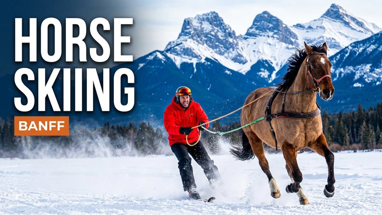 Skijoring in Banff | Thrilling Winter Sport | Skiing with Horses | Must Watch | Banff, Alberta