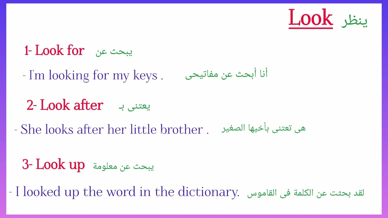 الأفعال المركبة Phrasal verbs 