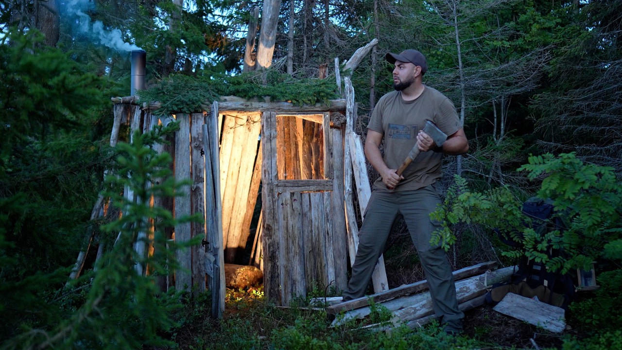 He Built a Cabin from Sea Wood on a Remote Northern Island | No Talking