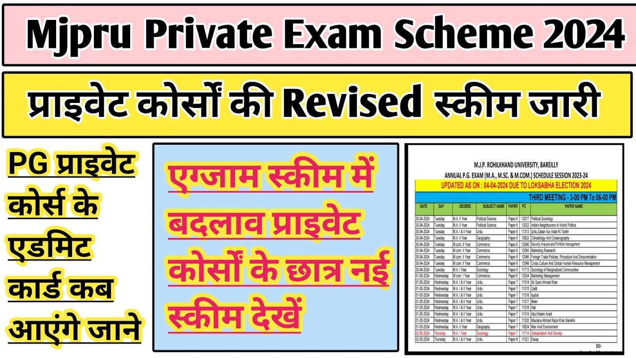 Mjpru Private Exam date 2024 | Private Exam Scheme change | Mjpru admit card 2024 | Mjpru news today