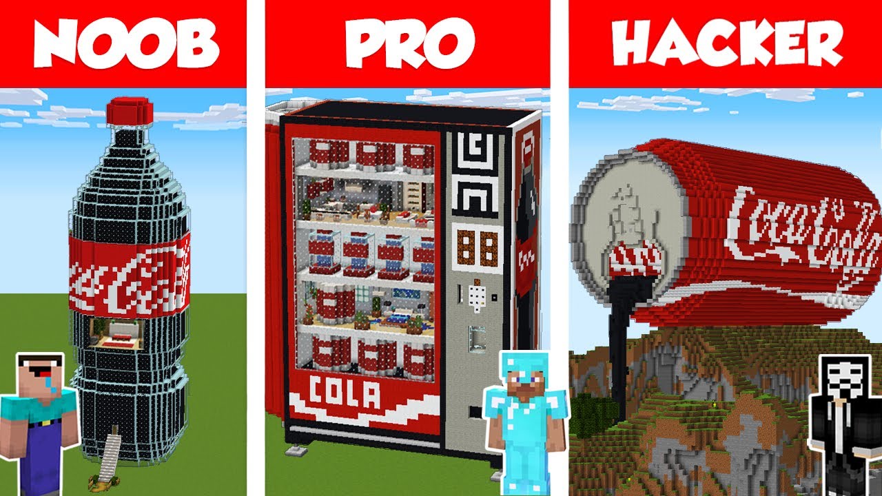 Minecraft NOOB vs PRO vs HACKER: COLA HOUSE BUILD CHALLENGE in Minecraft / Animation