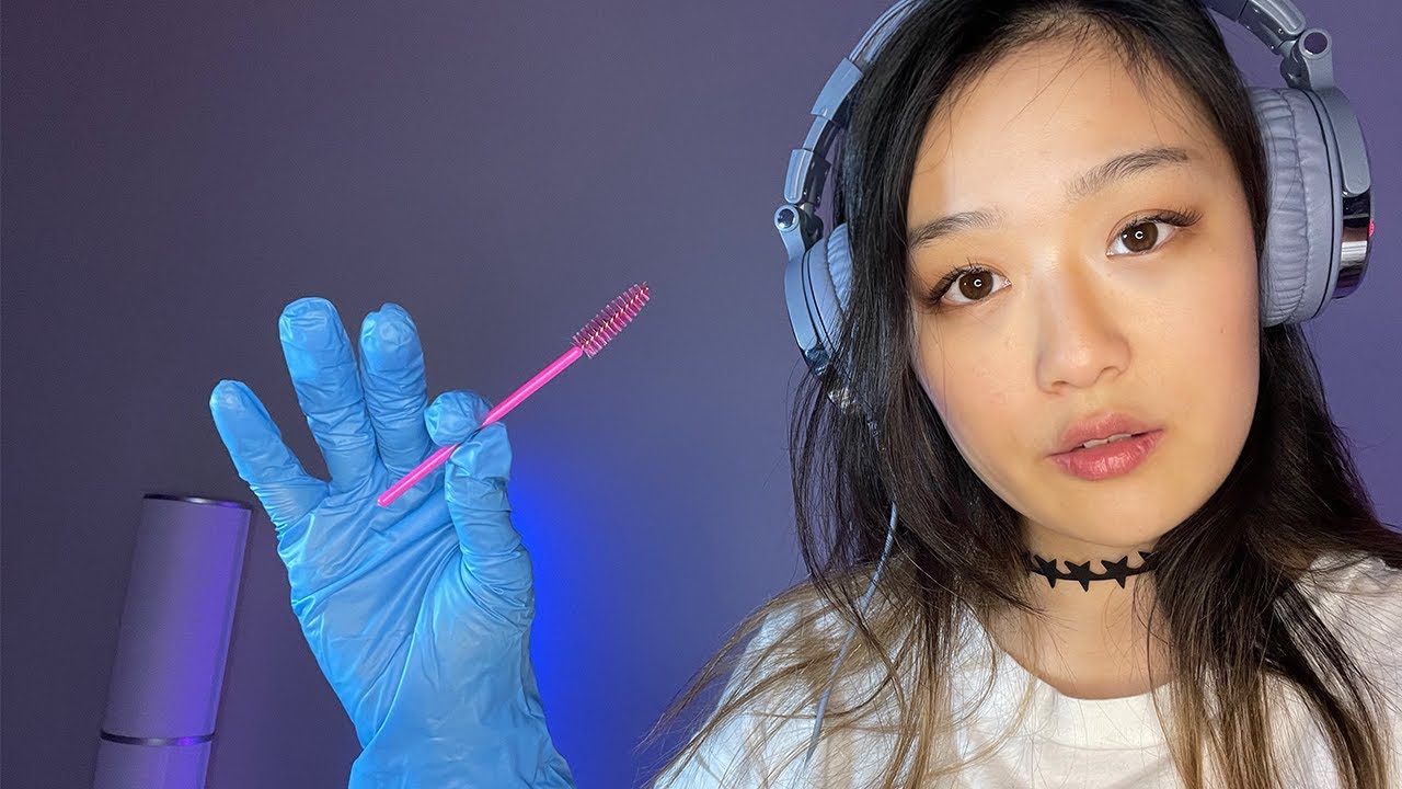 Deep ASMR Ear Cupping with Latex Gloves and Spoolie Brush (no talking) | VR180 8k 60FPS