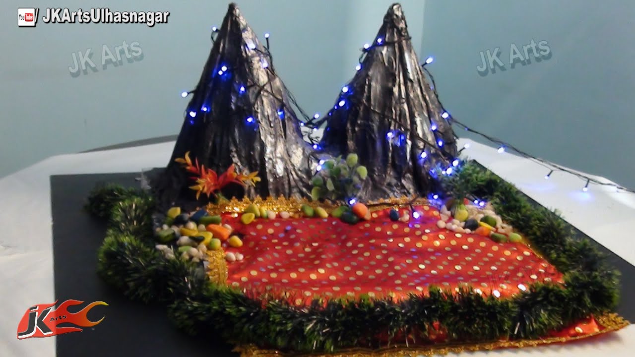 DIY Ganesh decoration Ganpati makhar Mountain Model Making, JK Arts  670