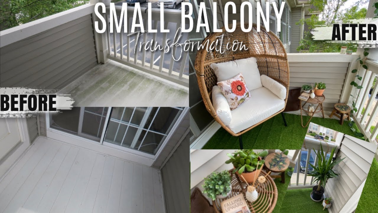 DIY Small Balcony/Patio Transformation + BEFORE & AFTER | Aesthetic