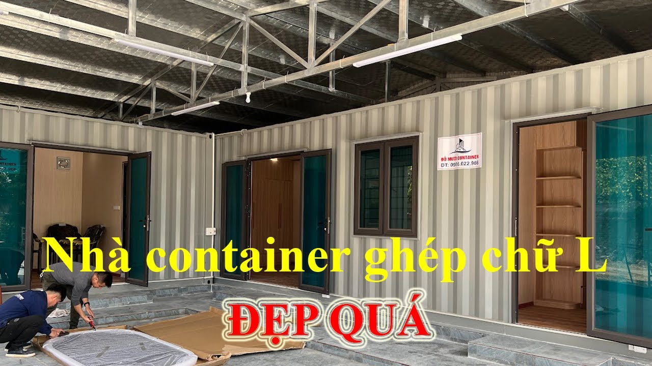 Nhà container lắp ghép kiểu chữ L với đẩy đủ công năng sử dụng